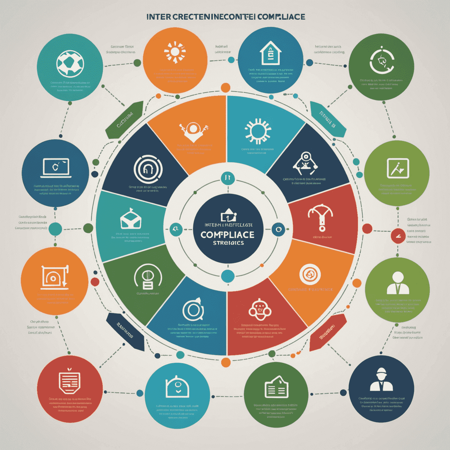 Infographic showing the interconnected strategies for regulatory compliance, with icons representing each strategy point